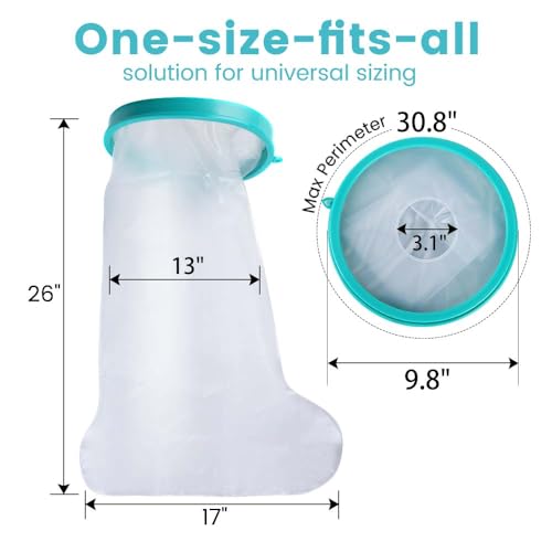 CIVJET Cast Covers for Shower Leg, Waterproof Cast Cover for Showering, Cast Protector for Shower Leg Adult, Shower Boots for Foot after Surgery, Knee, Ankle, Foot (Diameter - 9.8\") Extra Large