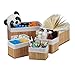 Relaxdays Aufbewahrungskorb 6er Set, mit Stoffbezug, Bambus, rechteckig, Bad, Accessoires, dekorativer Organizer, natur
