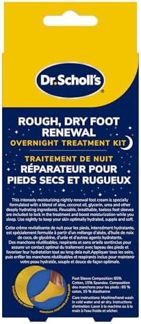 Dr. Scholl's Rough, Dry Foot Renewal Ultra Overnight Treatment with Overnight Foot Cream 85g with Aloe, Coconut Oil & Urea and Heel Sleeve Socks, Deeply Moisturize & Soften Feet, Dermatologist Tested