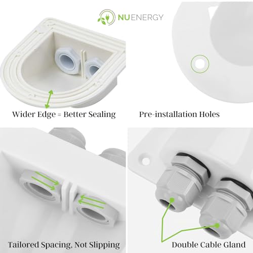 NuEnergy The Original Solar Double Cable Gland Kit de montagem de painel solar caixa impermeável 2-6