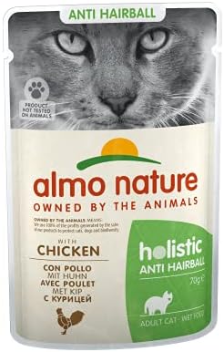 almo nature Holistic Functional Anti-Hairball with Chicken, Complete Wet Food for Adult Cats 30 x 70 g