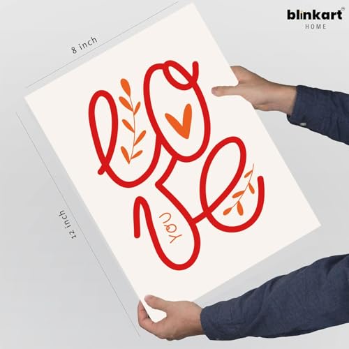 Image of BLINKART love typography Aesthetic Modern Art Walls With Frame | Natural Wood Texture | Living Room Bedroom Office Wall Decoration | Poster Home Decor Frames Wall Bedroom | 12x8 Inches (D62)