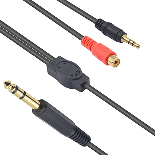 Duttek 6.35mm 1/4" to RCA Female and 3.5mm 1/8" Male Stereo Audio Cable,3.5mm to 6.35mm Audio Jack,6.35mm to RCA Audio Jack Cable Extension Cord for Headphones MP3 Players - Image 2