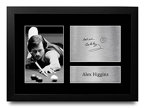 Photo signée Alex Higgins A4 encadrée pour décorer un salon de billard ou un man cave de fan