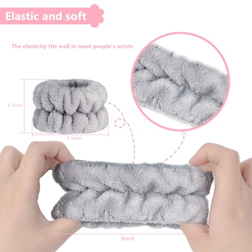 Image of 2pcs Wrist Bands for Washing Face, Microfiber Face Washing Wristbands, Arm Wrist Towels, Spa Face Wash Wristbands, Stretchy Absorbent Wash Band for Woman Children