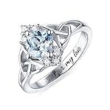 Custom Engraved Celtic Ring with Birthstone Sterling Silver Wedding Ring for Women Personalised Stone Ladies 925 Silver Rings Womens Celtic Knot Wedding Rings Engagement Ring Gifts for Her