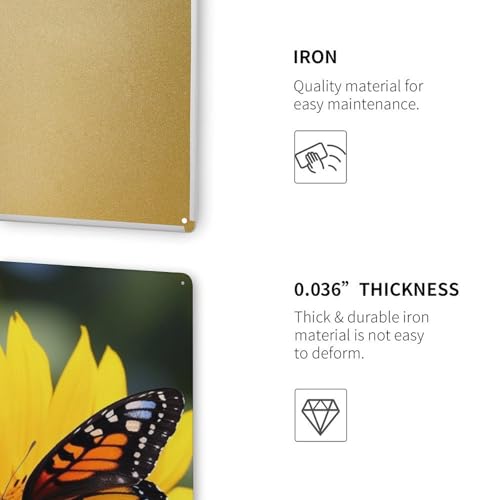 Décoration artistique haut de gamme : peinture métal tournesol et papillon - 3