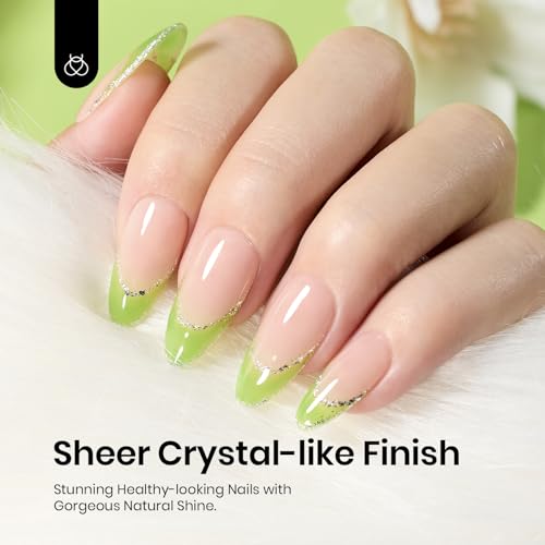 Image of Beetles Green Gel Nail Polish, 15ML Light Green Jelly Gel Polish Soak Off UV Sheer Translucent Effect Spring Summer Gel French Nail Art Design Manicure Gift for Women