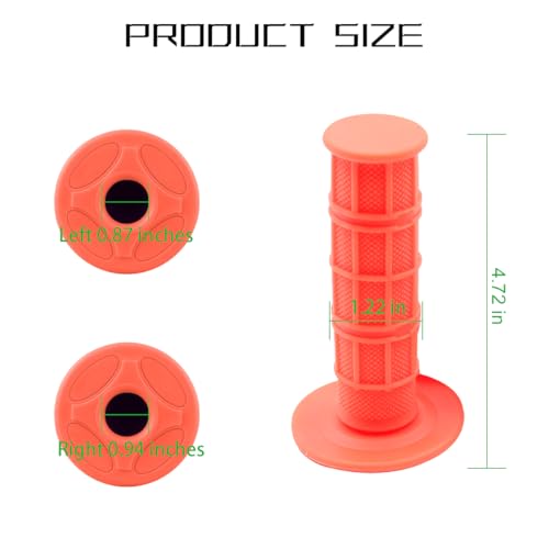Image of BELOMI Motorcycle Hand Grips, 2PCS 7 /8 inch 22mm 24mm Non-Slip Soft Rubber Handlebars, Comfortable Motorbikes Handle Replacement Protection Accessories, Universal for Dirt Bike, Off Road, ATV(Orange)