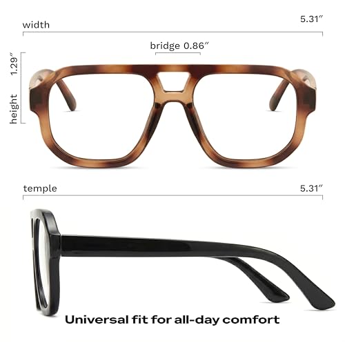 Image of livho Retro Aviator Blue Light Blocking Glasses for Women Men with Soft Case, Trendy Rectangle Computer Eyeglasses
