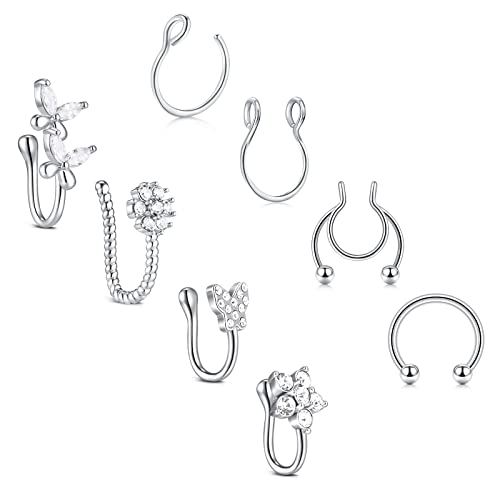 Funseedrr 4-8stk Fake Nose Ring Chirurgenstahl Fake Nasenpiercing Nasenring Nase Kein Piercing Schmuck Cover