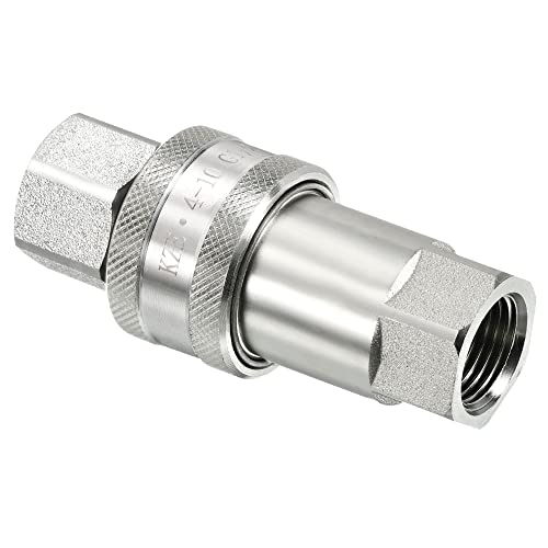 Image of PATIKIL Hydraulic Quick Connect Coupler Set, 1 Set Carbon Steel G1 /2 Female Pipe Fitting Plug Adapter for Construction Agriculture, Silver