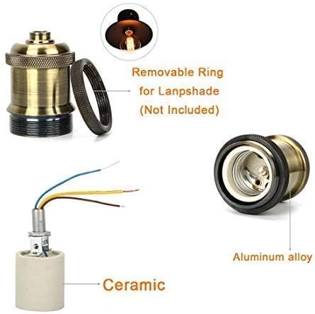 Edison Lamp Bulb Holder E27, Lalafancy Vintage Industrial Solid Retro Light Socket Pendant Ceramics Light Adaptor (Bronze, 6 Pack) - Image 3