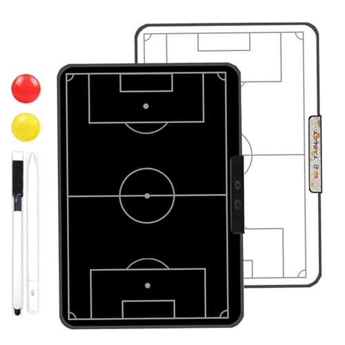 Double Sided LCD Coaching Board, Football Tactics Board, Electronic Coaching Board, One-Touch Erase Lock, Coach Board with Accessory Kit, Soccer Coaching Equipment, Includes Stylus Pen