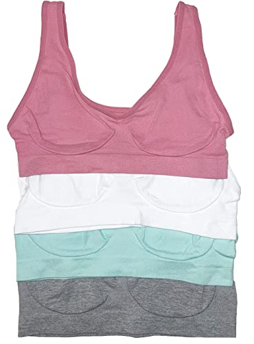 LisaModa 4er Set Mädchen Bustier Sport BH Top Seamless 152-158 Mehrfarbig Pastell Cover