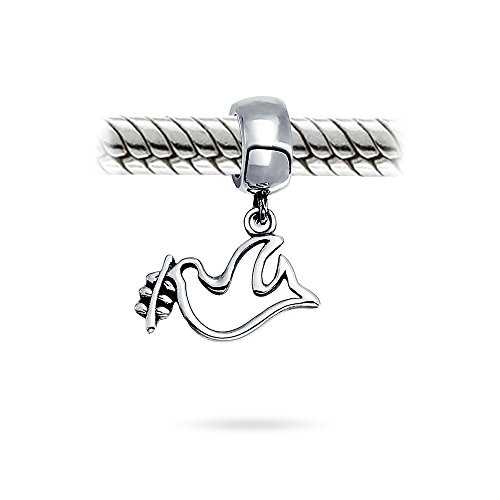 World Peace Olive Branch Open Dove Love Bird Dangle Charm Bead For Women Teen .925 Sterling Silver Fits European Bracelet #TOP1