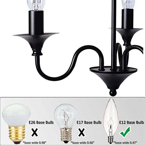 Goochan 2 3 4 6 7 Inch Black Plastic Candle Cover Sleeves,Chandelier Socket Sleeves,Candelabra Base E12 Socket Covers Set Of 12 (3-Inch Long / 12-Pack) #TOP2