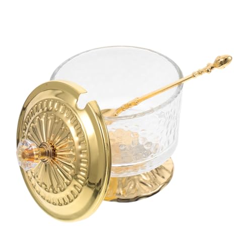 GALPADA Azucarero de Vidrio Transparente con Cuchara y Tapa Frasco Boticario para Cocina Almacenamiento Versátil de Azúcar Sal y Especias Diseño Claro y Mantenimiento Sencillo para Hogar