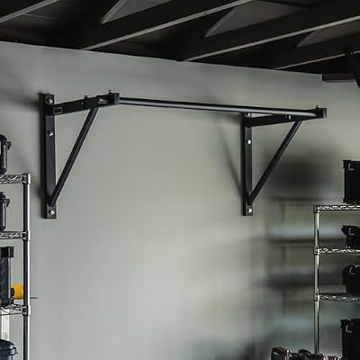 Titan Fitness Adjustable Depth 52 Wall Mounted Pull Up Bar, 14 or 22 From Wall, Rated 400 LB, Home or Garage Gym Chin Up Workout Training Station, Upper Body Workout