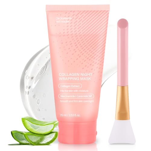 Collagen Night Wrapping Mask – Overnight Peel-Off Facial Mask with Hyaluronic Acid and Niacinamide for Visible Firming, Deep Hydration, and Radiant Skin, 75ml / 2.53 fl. oz