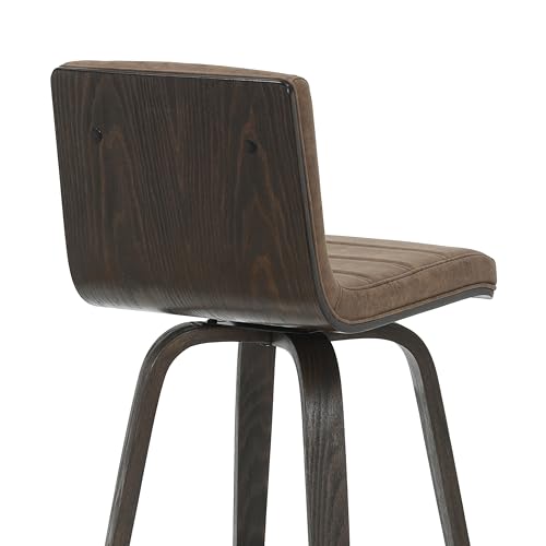 Vienna 35.5 in. H Swivel Counter Height Vintage Dark Brown Square Back Wood Bar Stool with Faux Leather Seat Set of 2 by Armen Living - Used condition - Image 6