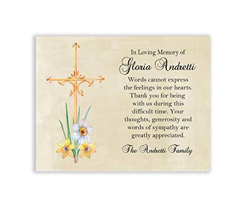Christian Funeral Thank You and Bereavement Notes - Sympathy Acknowledgement Cards Personalized