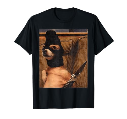 Funny Option Dog with Pocket Knife Funny Dog Art T-Shirt