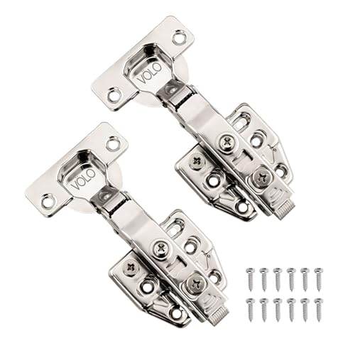Image of VOLO Cabinet Hinges, Set of 1 (2 Pieces) for Furniture, Wardrobes, Doors, and Storage Units | (3D Soft Close (Mild Steel), 0 Crank | Full Overlay)