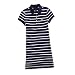 Teeuiear Women Embroidery Polo Striped Print Summer T Shirt Dress Slim Casual Mini Sport Dresses (M, Q896 Navy)