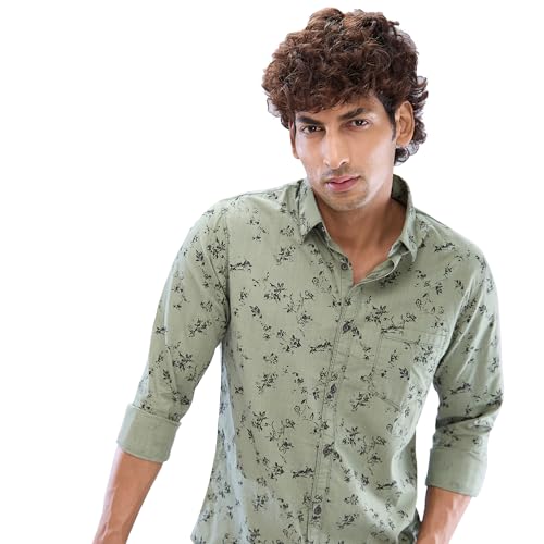Image of Spykar Men's Slim Fit N /A Full Sleeve Printed Casual Shirts