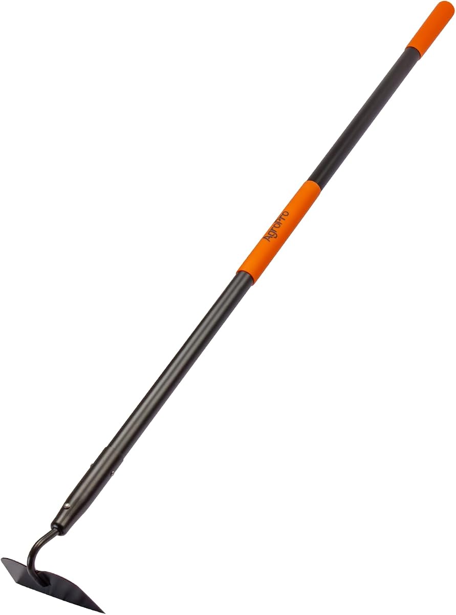 Herramienta de jardín con azada, azada de jardín resistente para desmalezar, azada de jardín de metal con mango largo, 58 pulgadas