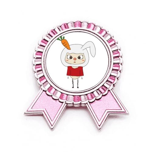 Broche lièvre et carotte blanche en métal rose taille M, l'idée cadeau poétique pour vos proches