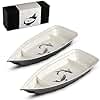 Namiway Sushi Boat Serving Tray - Set of 2 Elegant Sushi Serving Dishes - Nearly Unbreakable Plate for Sushi Made from Melamine Plastic - Top Dishwasher Safe Sushi Plate
