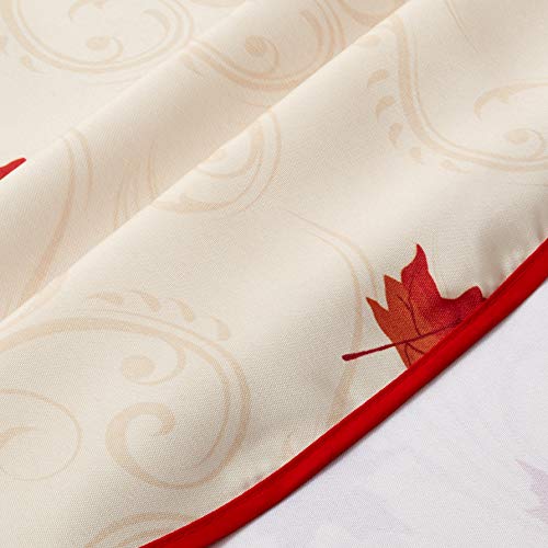 Homecrate European Fall Harvest Tablecloth Printed Autumn Leaves And Pumpkins, 60" Round, Ivory, Vl-Euro Autumn Leaves 67747 Iv-3 #TOP1