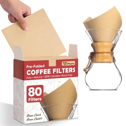 Phyyixs Pre-Folded Unbleached Cone Coffee Filters – Premium Thick Paper,