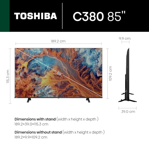 Image of Toshiba 215 cm (85 Inches) 4K Ultra HD Smart LED TV | Dolby Vision Atmos | HDR10+ | Game Mode Plus | AI 4K Upscaling | REGZA Engine ZR | Voice Control | VIDAA OS | 85C380RP (Black)