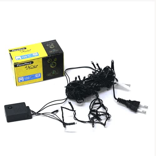 Pisca Pisca de Natal 100 Lâmpadas Led Colorido 8 Modos de Luzinhas 127V Fio Verde com 9 Metros - 143