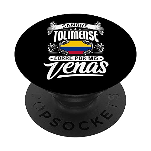 Sangre Tolimense Corre Por Mis Venas. Bandera de Colombia PopSockets Swappable PopGrip, Black