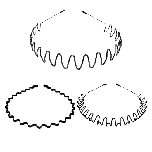 3 diademas de metal ondulado, antideslizante, elásticas para hombre y mujer, deportes al aire libre, yoga