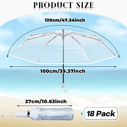 18 Pcs Clear Foldable Umbrellas Bulk Transparent Travel Umbrella Clear Umbrella Manual Open And Close Compact Folding Umbrella For Wedding Anniversary Christmas Party Favors (White Trim) #TOP1