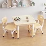 GAOMON Kids Table and 2 Chairs Set with Graffiti Desktop Height Adjustable Toddler Table and Chairs Set 4 in 1 Activity Table Play Table for Reading Drawing Playing Eating