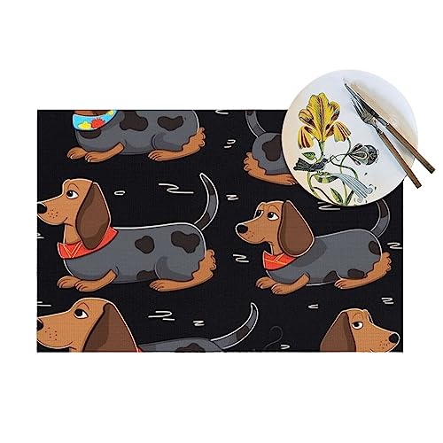 Set de table teckel en vinyle lavable pour repas de cuisine conviviale - 7