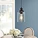 WimiSom Industrial Pendant Lighting, Modern Clear Glass Shade Farmhouse Adjustable Hanging Light Fixtures for Kitchen Island Living Room Bedroom Hallway, 3-Pack