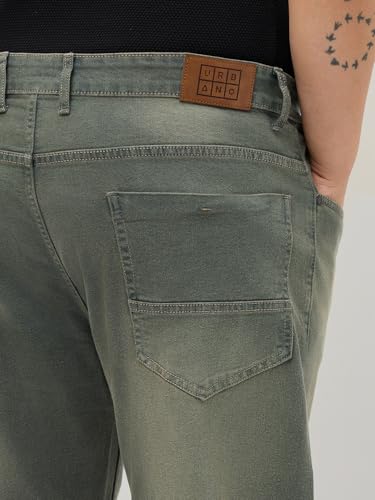 Image of Urbano Plus Men's Regular Fit Heavy Washed Denim Jeans Stretchable