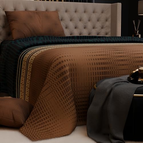 Image of Stoa Paris 100% Bamboo Cotton King Bedsheet with 2 Pillow Covers, 200TC Printed Bed Set, Breathable, All-Season Comfort, Aesthetic Home Decor, Imperial Grandeur - Amazonite Splendour (228cmx274cm)