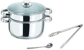 ROYAL SAPPHIRE Zestaw do gotowania na parze ze ze stali nierdzewnej z pokrywką | owoce morza, garnek do gotowania makaronu | wykrawarka do pierogów | Darmowa łyżka do serwowania i szczypca