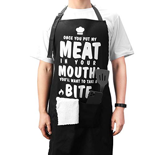 Glotoch Funny Aprons - Grilling Cooking Apron Baking Chef Apron with 2 Large Pockets for Men Boyfriend Dad, Ideas for Birthday Valentine's Day Thanksgiving Christmas(A)