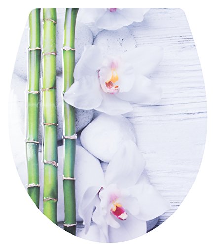 Cornat WC-Sitz Bambus - Außergewöhnliche 3D-Relief Optik - Pflegeleichter Duroplast - Quick up & Clean Funktion - Absenkautomatik / Toilettensitz / Klodeckel / KSDSC255