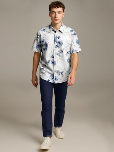 Image of BULLMER Trendy Regular Fit Cotton Blend Printed Casual Half Sleeve Shirt for Men | Stylish Mens Casual Shirts | Shirts for Men