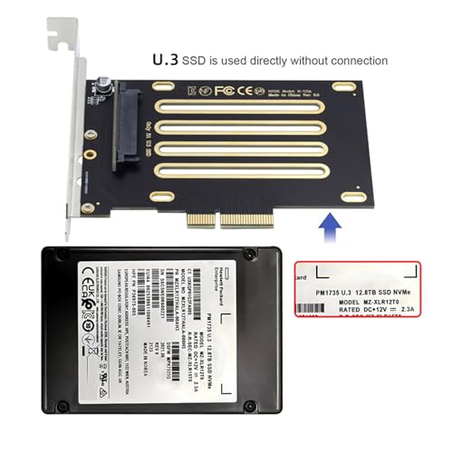 Adaptateur U.3 U3 vers PCI-E 4.0 X4 Kit SFF-8639 triple pour carte mère PM1735